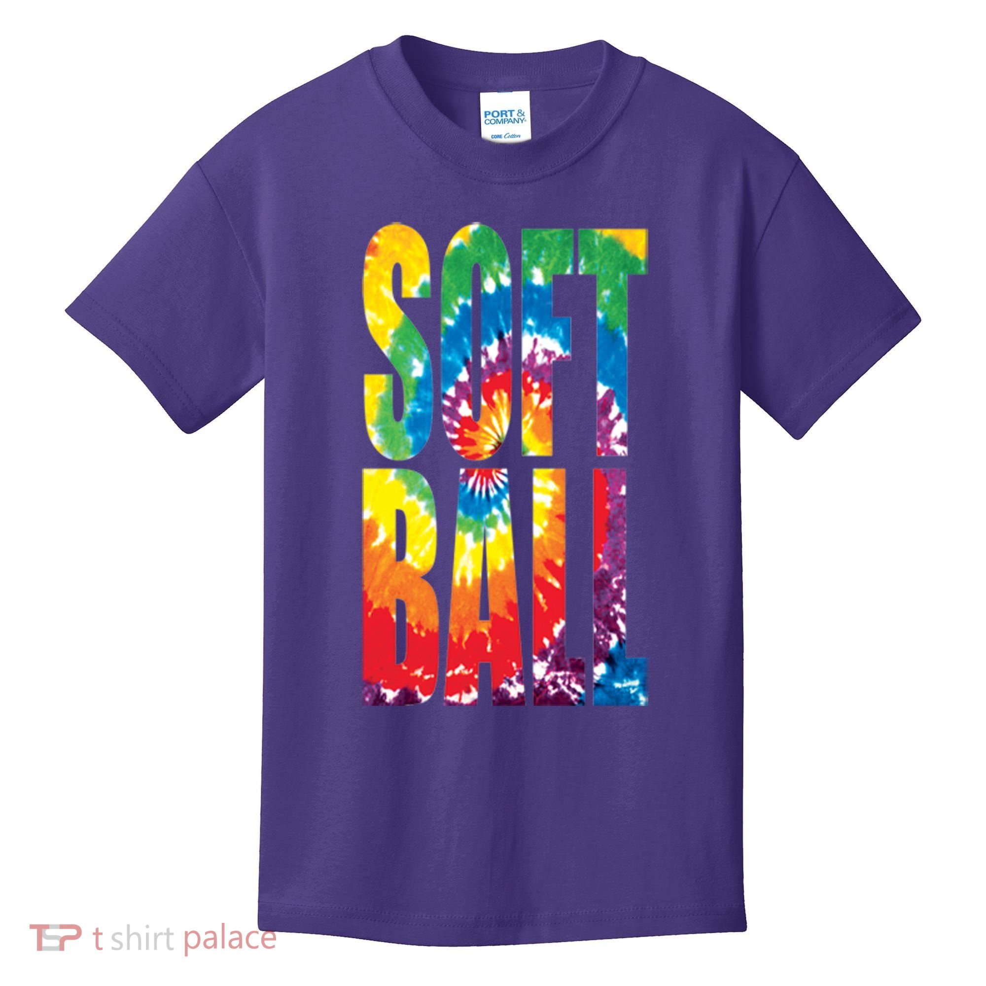 Softball Retro Tie Dye Kids T-Shirt