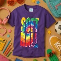 Softball Retro Tie Dye Kids T-Shirt thumb 3
