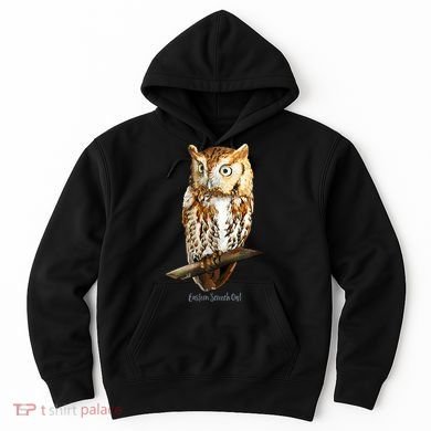 Screech Owl Graphic Birder Wildlife Bird Watching Hoodie