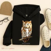 Screech Owl Graphic Birder Wildlife Bird Watching Hoodie thumb 4