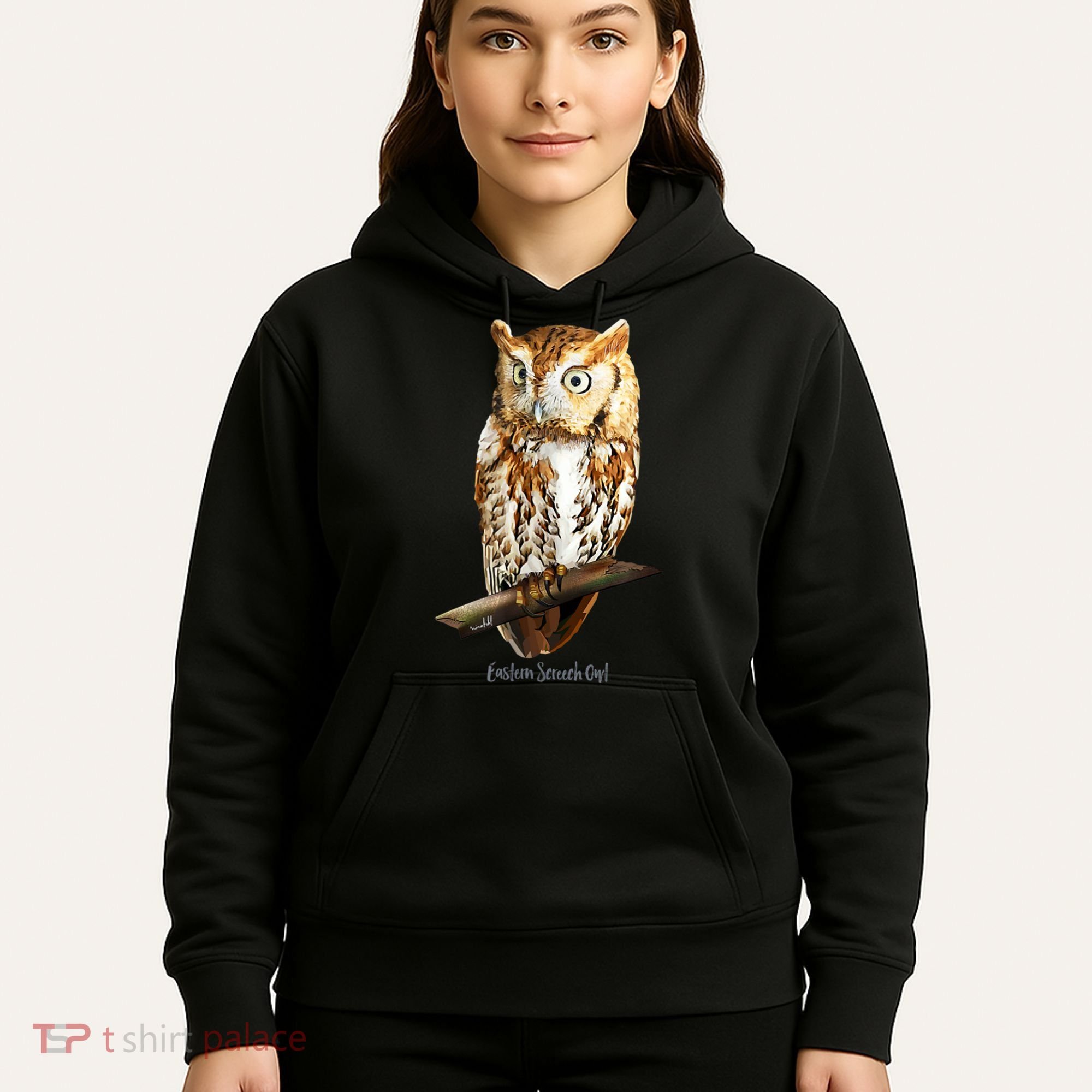 Screech Owl Graphic Birder Wildlife Bird Watching Hoodie