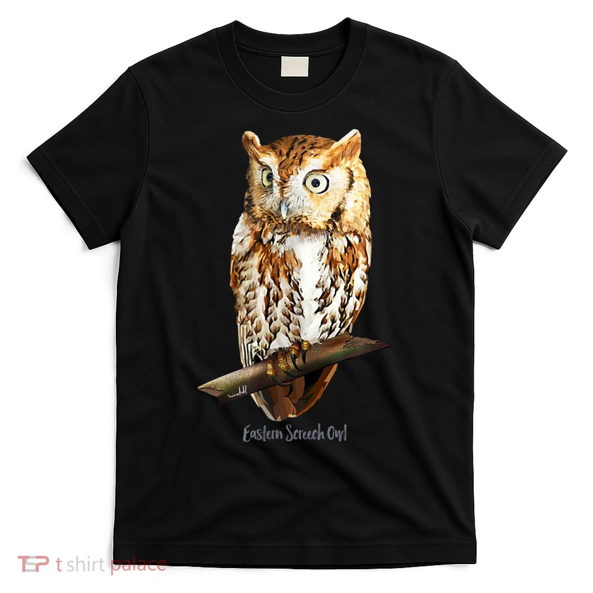Screech Owl Graphic Birder Wildlife Bird Watching T-Shirt