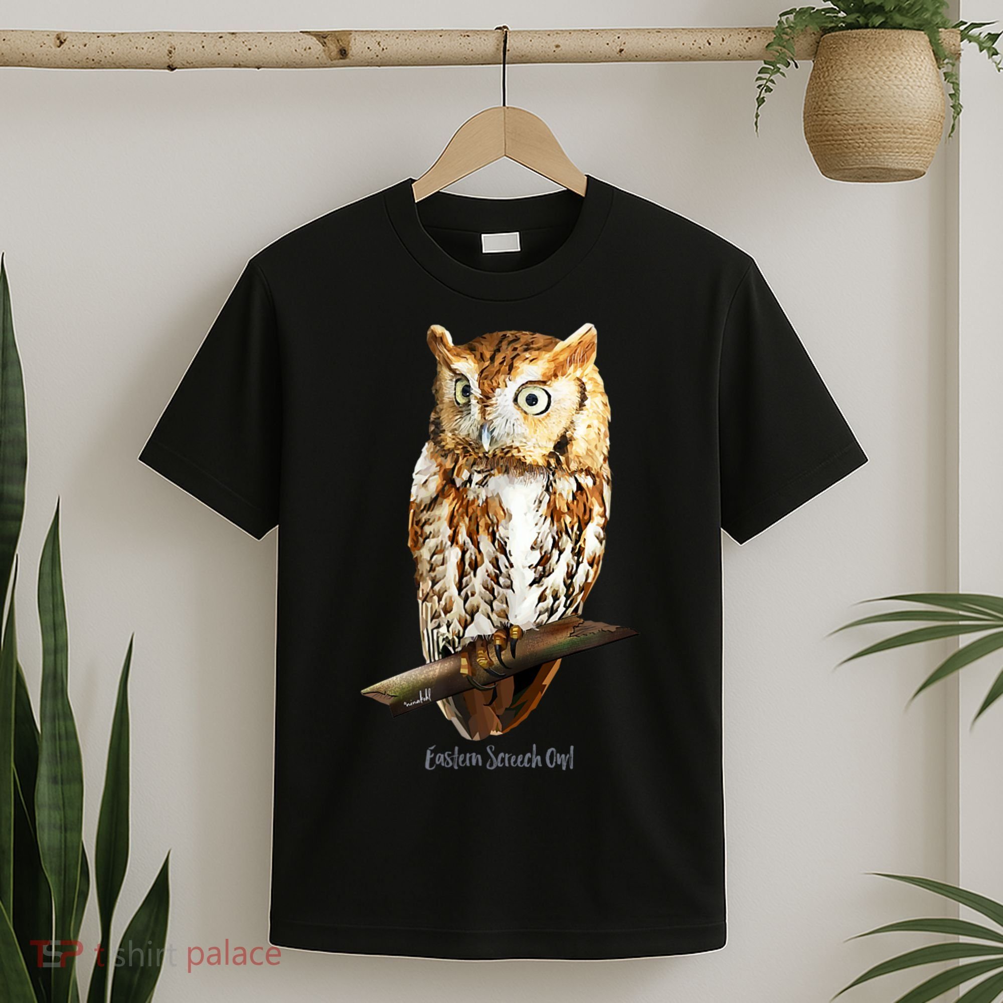 Screech Owl Graphic Birder Wildlife Bird Watching T-Shirt