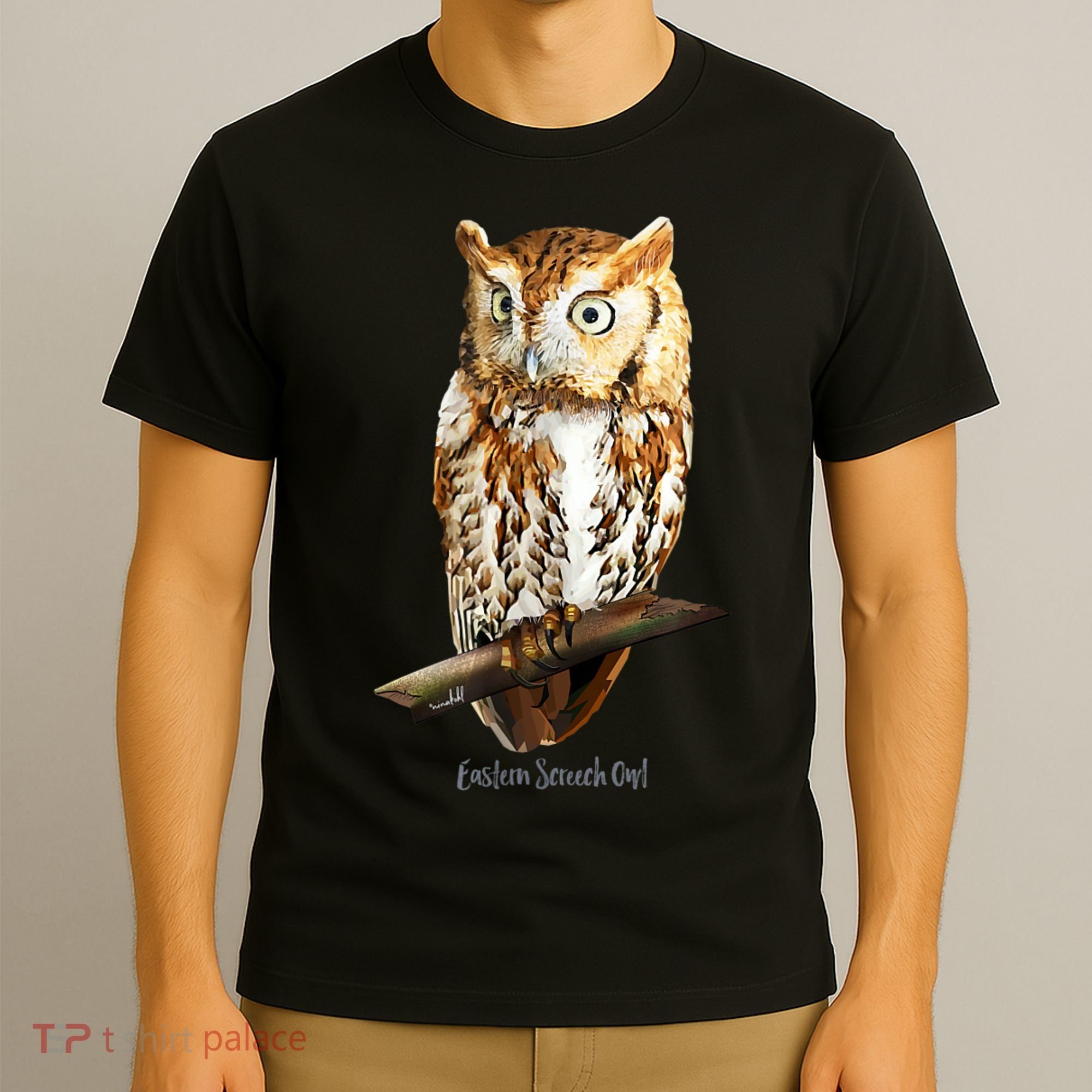 Screech Owl Graphic Birder Wildlife Bird Watching T-Shirt