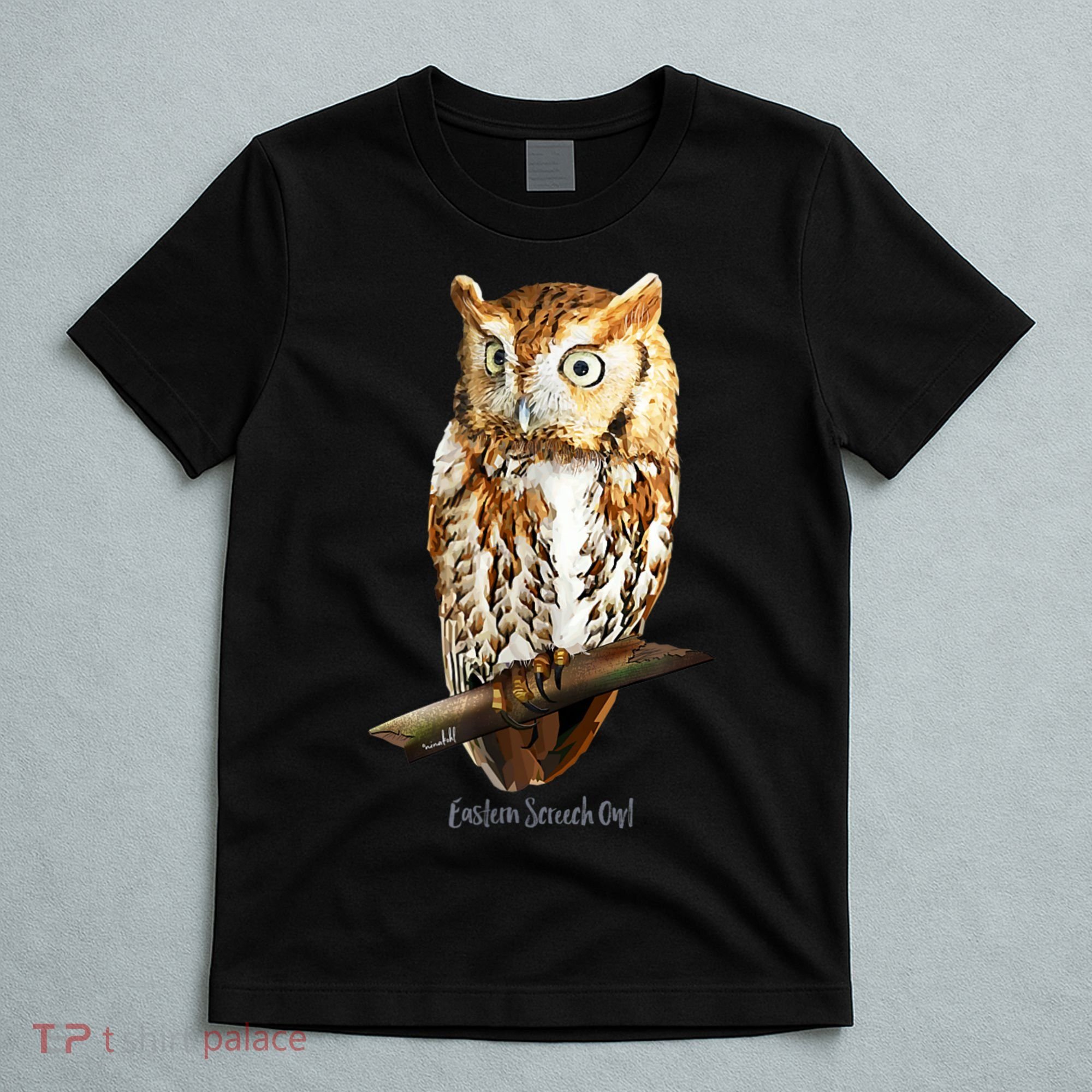 Screech Owl Graphic Birder Wildlife Bird Watching T-Shirt