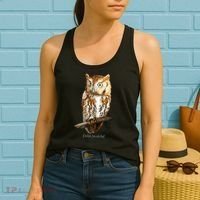 Screech Owl Graphic Birder Wildlife Bird Watching Women's Tank Top thumb 2
