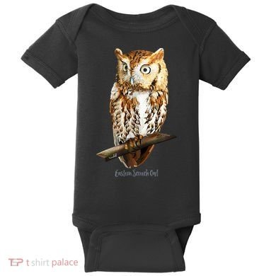 Screech Owl Graphic Birder Wildlife Bird Watching Baby Bodysuit
