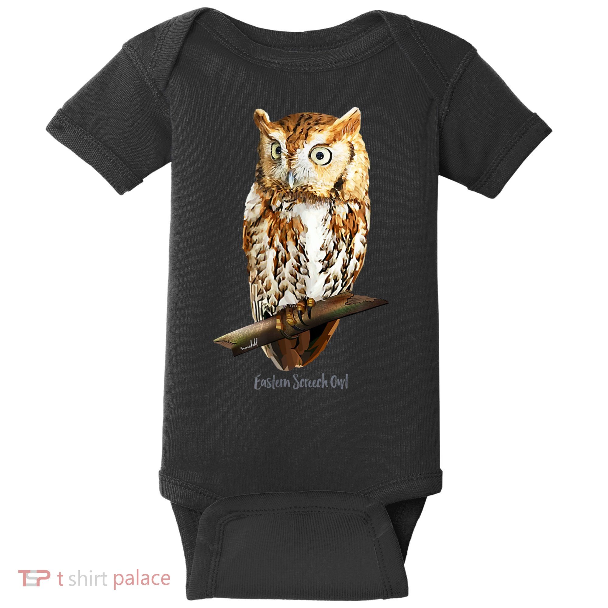 Screech Owl Graphic Birder Wildlife Bird Watching Baby Bodysuit