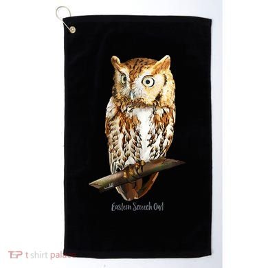 Screech Owl Graphic Birder Wildlife Bird Watching Golf Towel