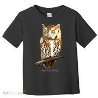Screech Owl Graphic Birder Wildlife Bird Watching Toddler T-Shirt thumb 0