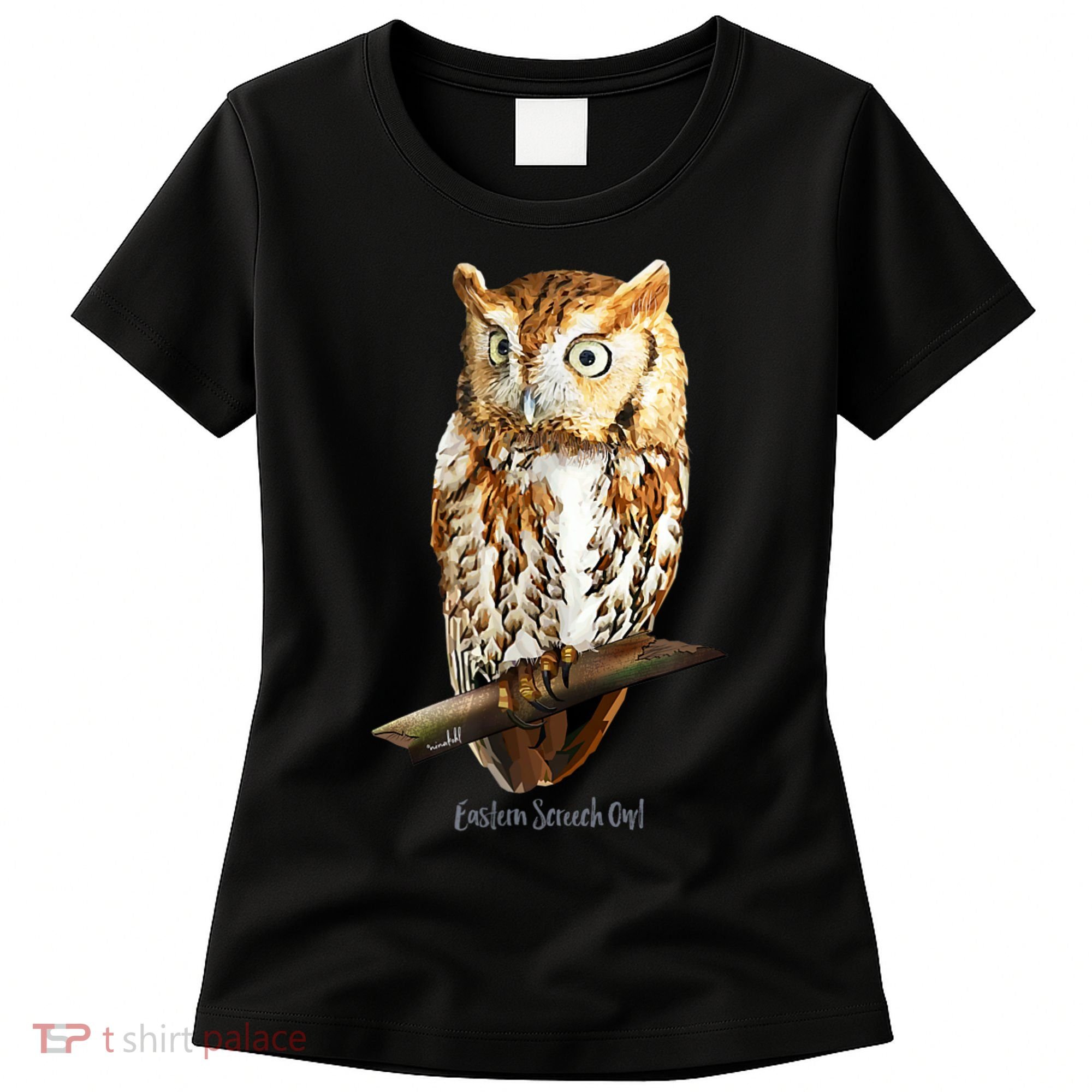 Screech Owl Graphic Birder Wildlife Bird Watching Women's T-Shirt