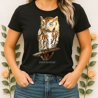 Screech Owl Graphic Birder Wildlife Bird Watching Women's T-Shirt thumb 2