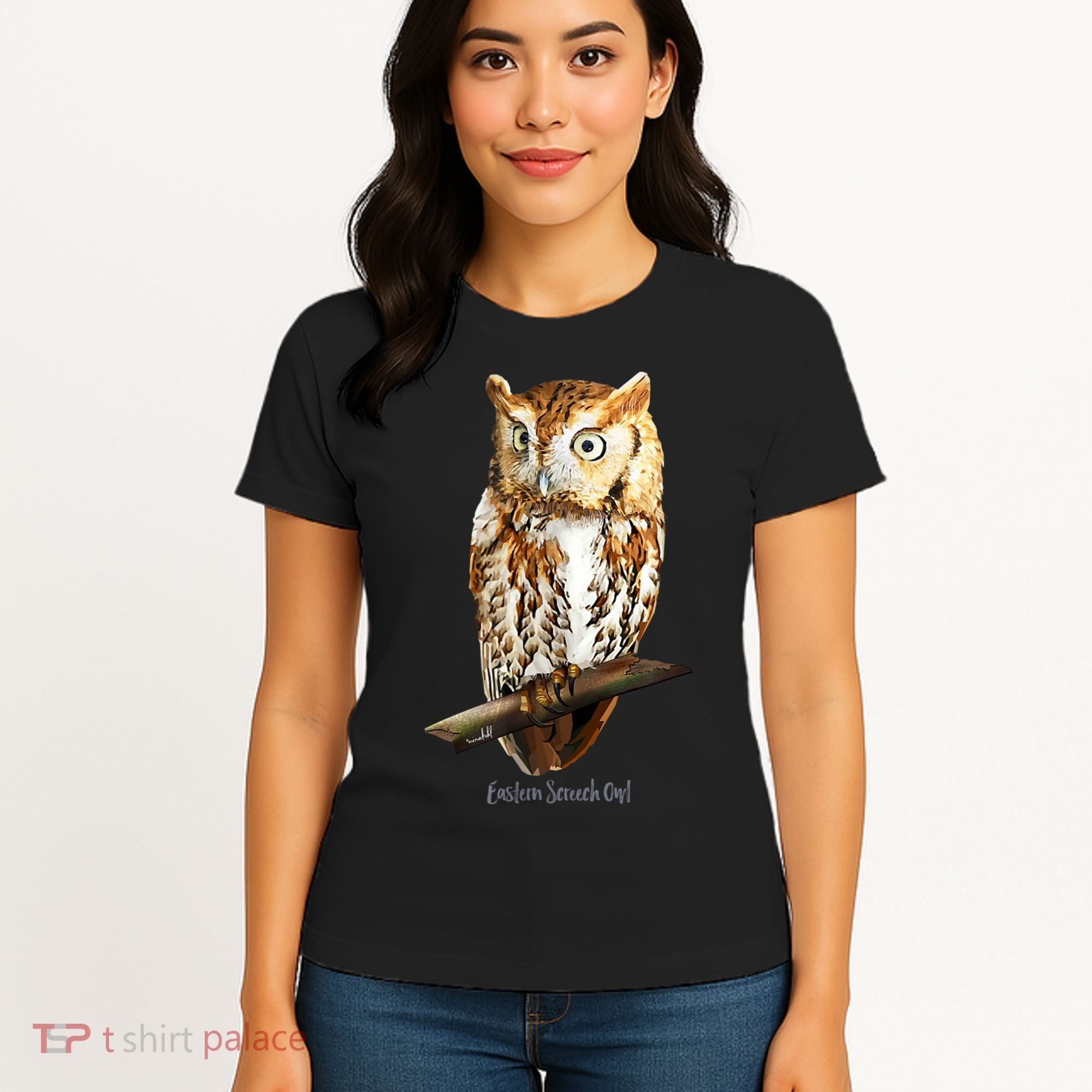 Screech Owl Graphic Birder Wildlife Bird Watching Women's T-Shirt
