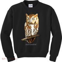 Screech Owl Graphic Birder Wildlife Bird Watching Kids Sweatshirt thumb 0