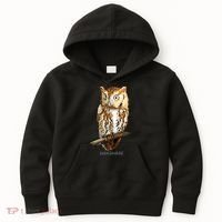 Screech Owl Graphic Birder Wildlife Bird Watching Kids Hoodie thumb 0