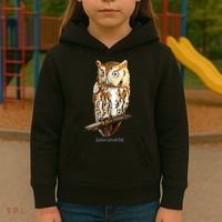 Screech Owl Graphic Birder Wildlife Bird Watching Kids Hoodie thumb 3
