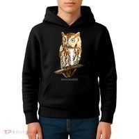 Screech Owl Graphic Birder Wildlife Bird Watching Kids Hoodie thumb 4