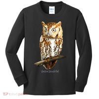 Screech Owl Graphic Birder Wildlife Bird Watching Kids Long Sleeve Shirt thumb 0