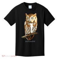 Screech Owl Graphic Birder Wildlife Bird Watching Kids T-Shirt thumb 0
