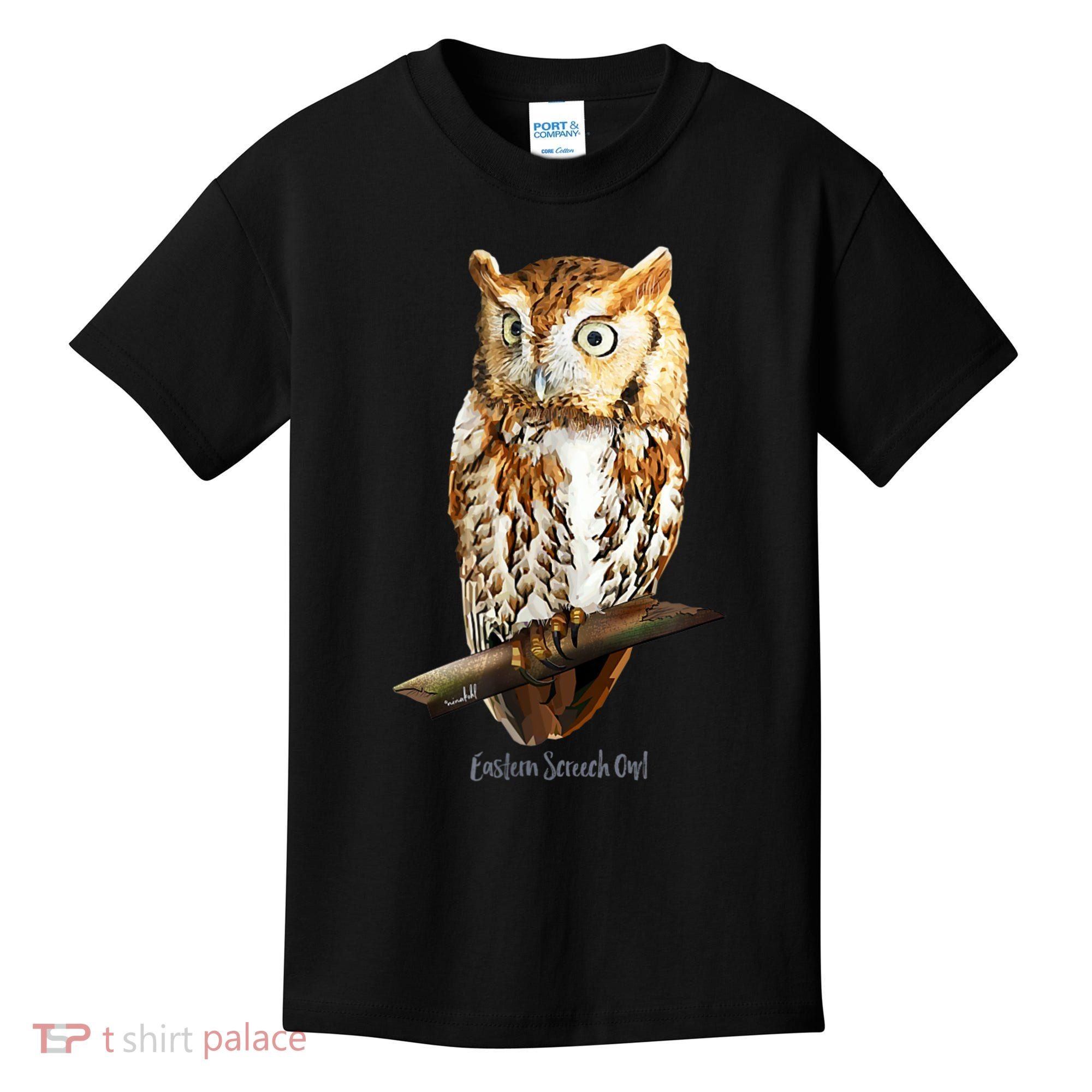 Screech Owl Graphic Birder Wildlife Bird Watching Kids T-Shirt