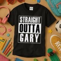 Straight Outta Gary Indiana And In Funny Kids T-Shirt thumb 3