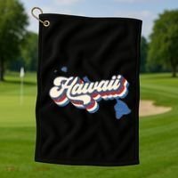 State Of Hawaii Retro Logo Golf Towel thumb 1