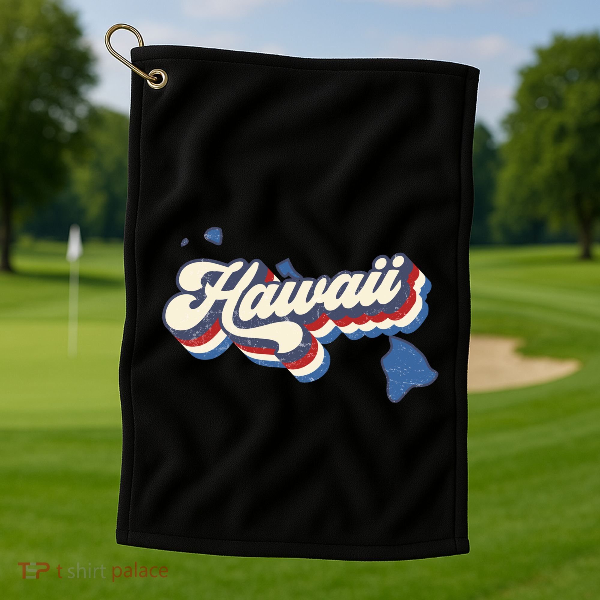 State Of Hawaii Retro Logo Golf Towel