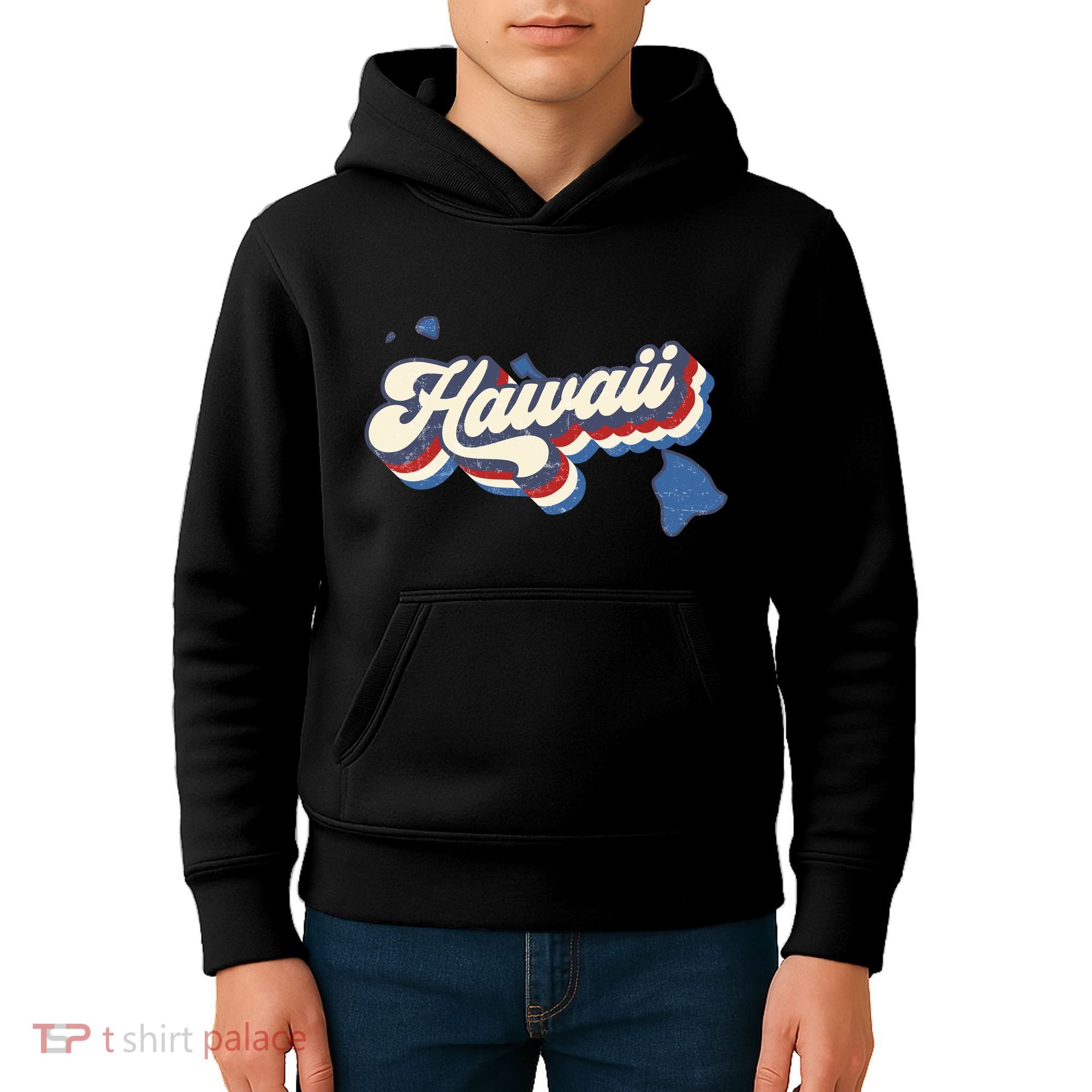 State Of Hawaii Retro Logo Kids Hoodie