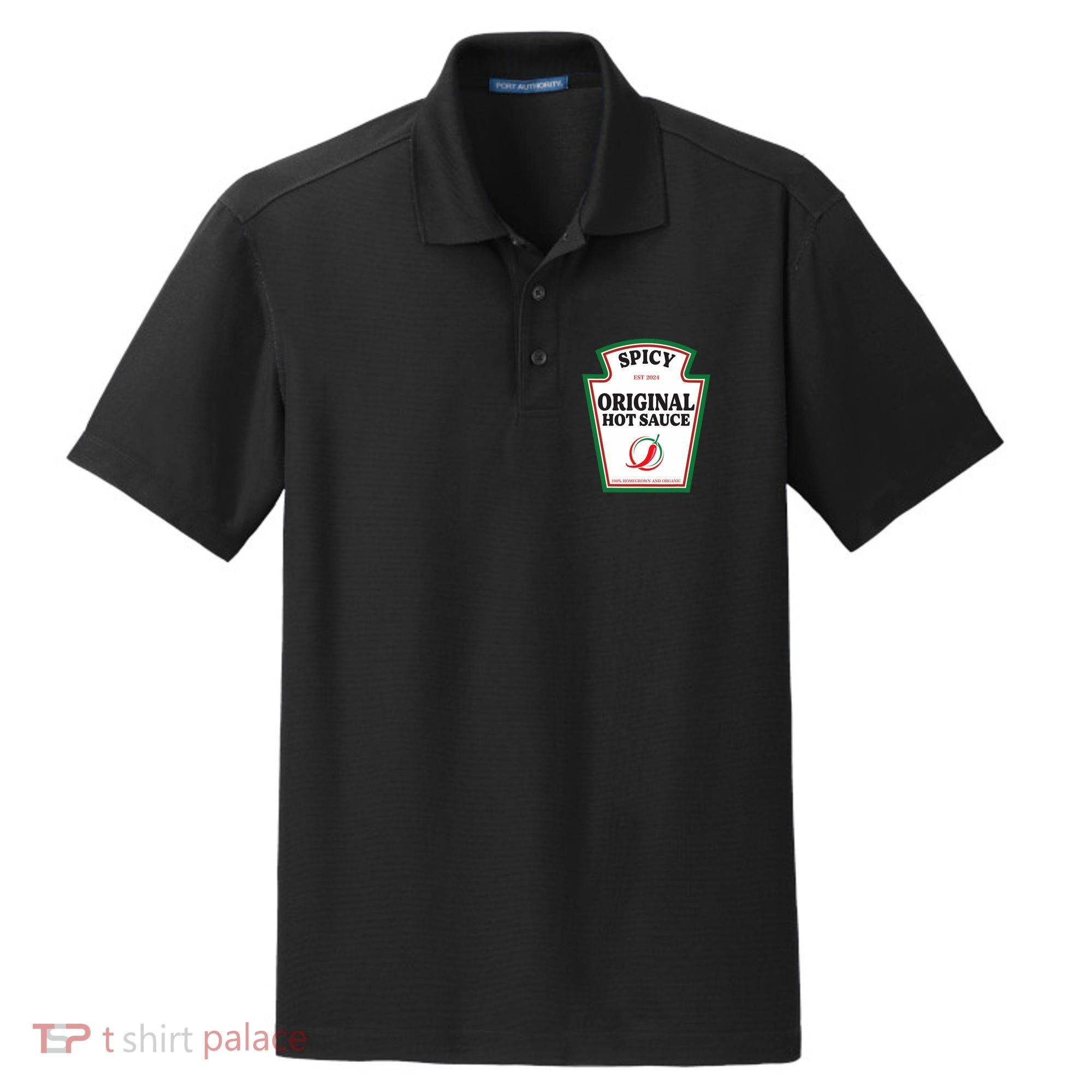 Spicy Original Hot Sauce Condiment Costume Party Matching Dry Zone Grid Polo