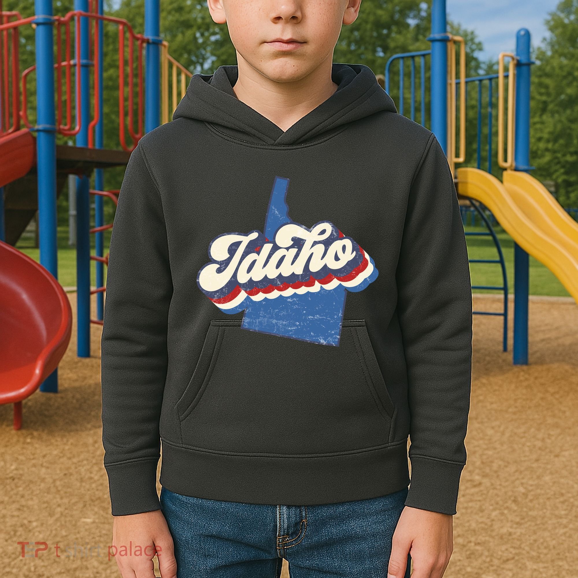 State Of Idaho Retro Logo Kids Hoodie