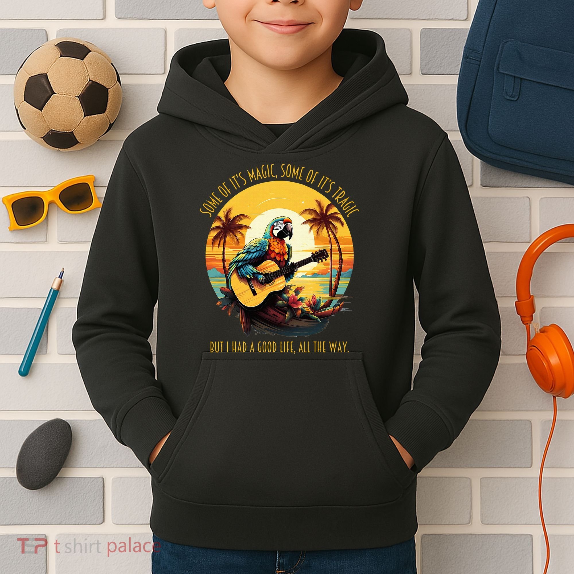 Some Of It's Magic Some Of It's Tragic Parrot Funny Kids Hoodie