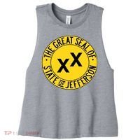 State Of Jefferson Secession Conservative Women's Racerback Cropped Tank thumb 0