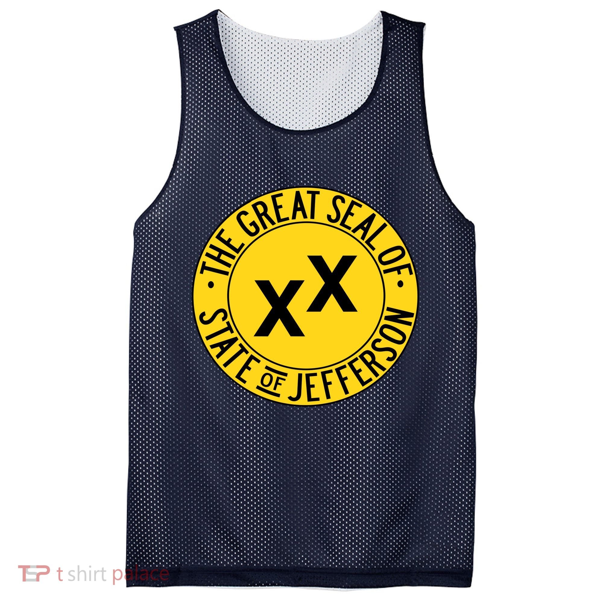State Of Jefferson Secession Conservative Mesh Reversible Basketball Jersey Tank