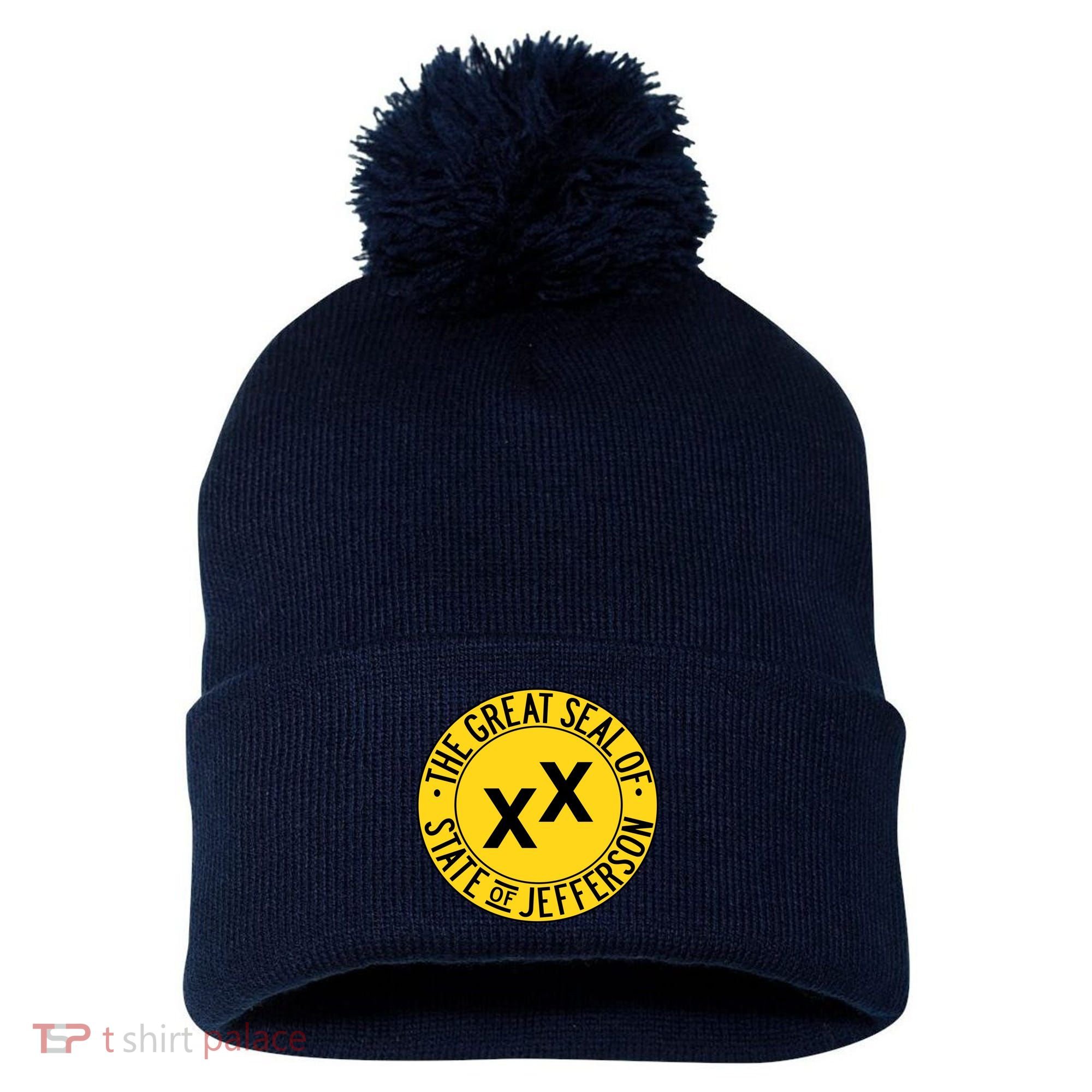 State Of Jefferson Secession Conservative Pom Pom 12in Knit Beanie