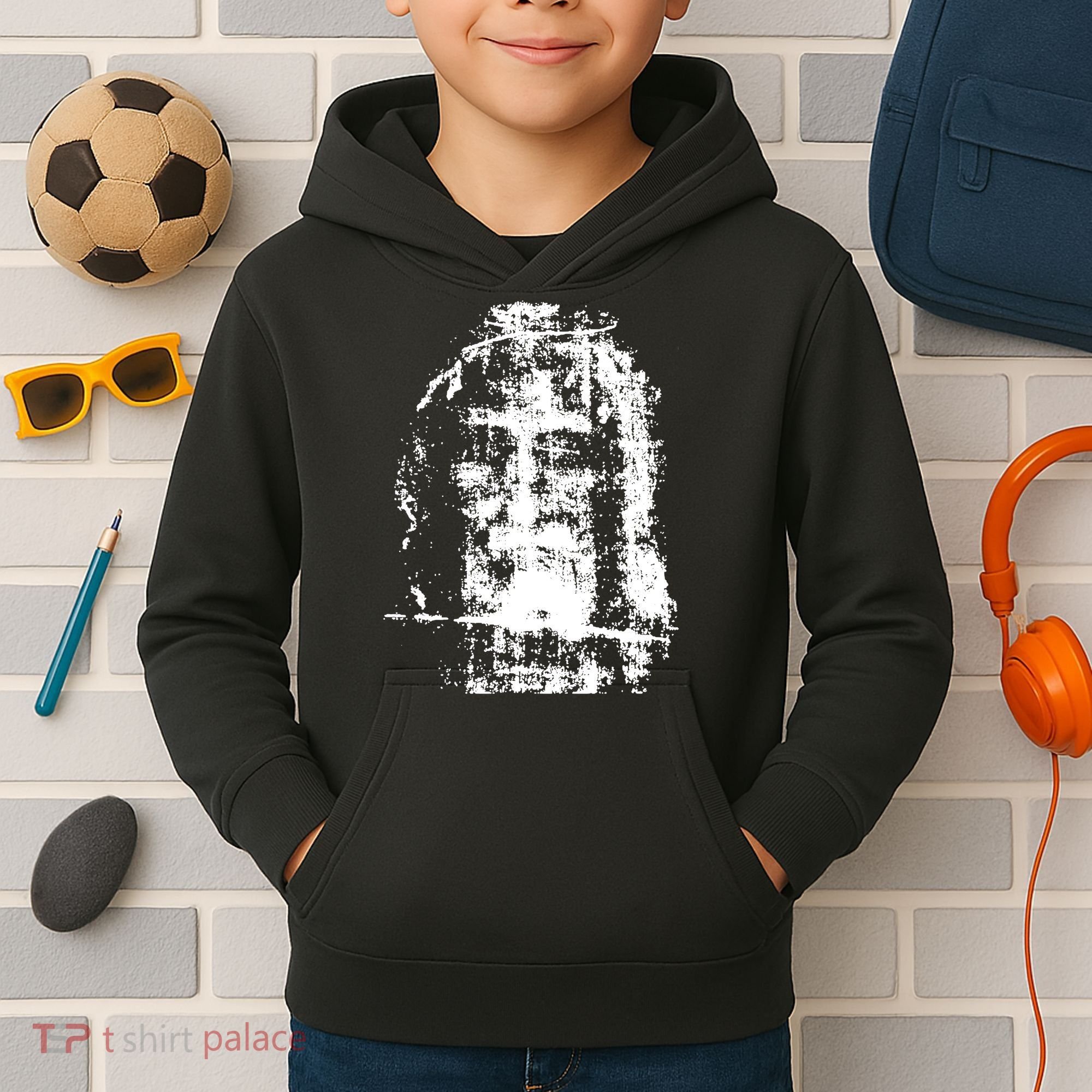 Sketch Of Jesus Face Portrait Kids Hoodie