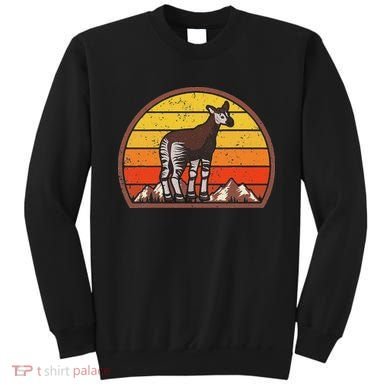 Sunset Okapi Lover Gift Vintage Retro Okapi Sweatshirt