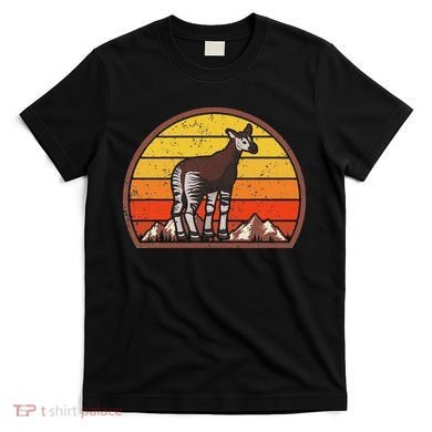 Sunset Okapi Lover Gift Vintage Retro Okapi T-Shirt