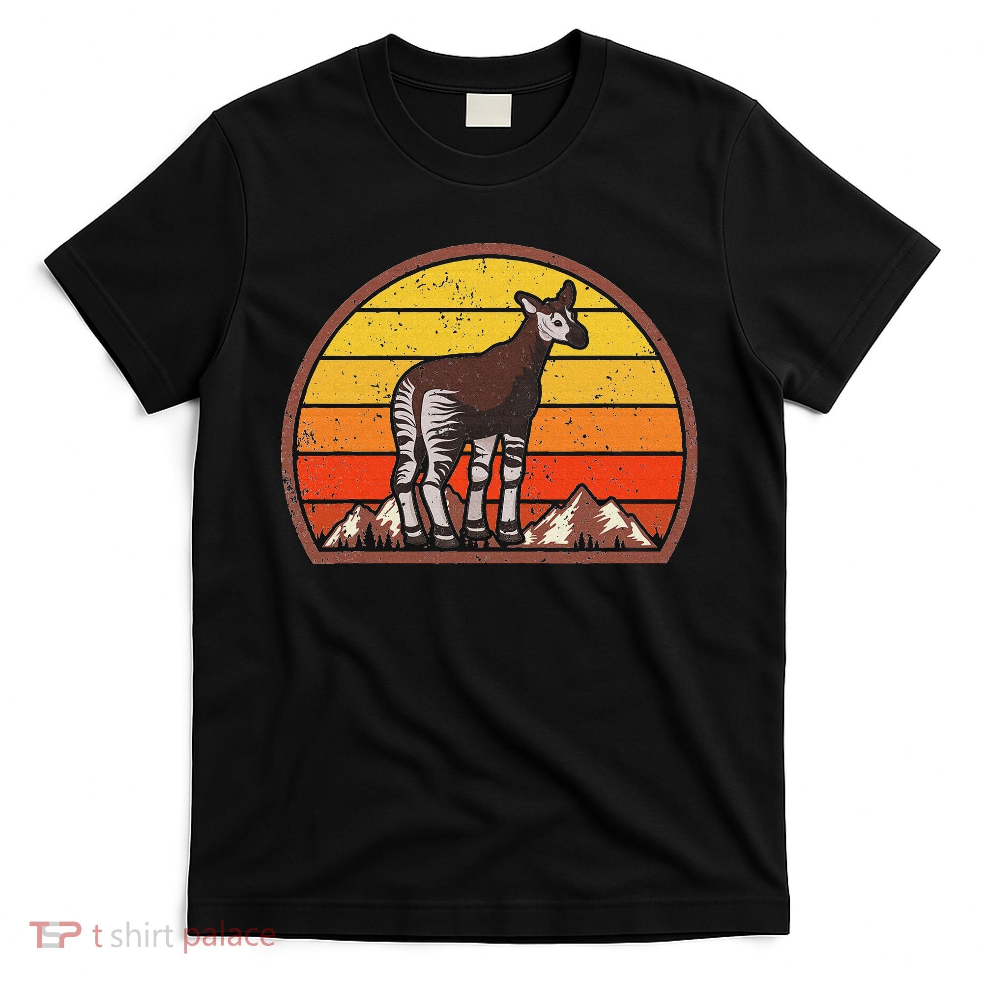 Sunset Okapi Lover Gift Vintage Retro Okapi T-Shirt