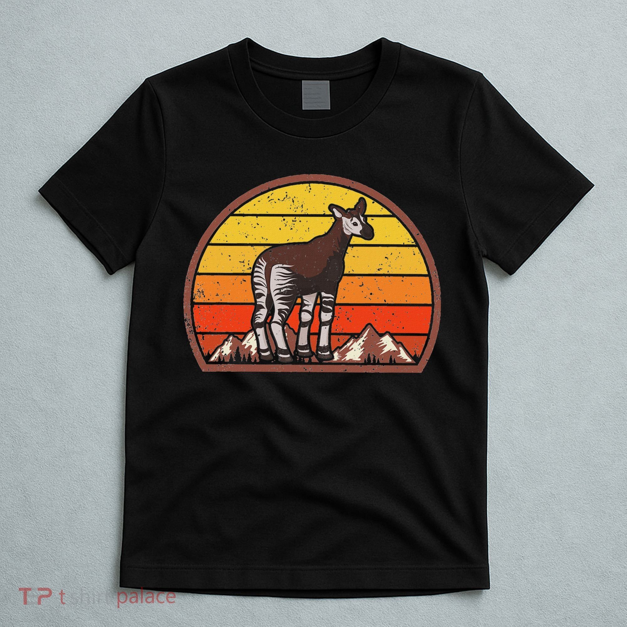 Sunset Okapi Lover Gift Vintage Retro Okapi T-Shirt