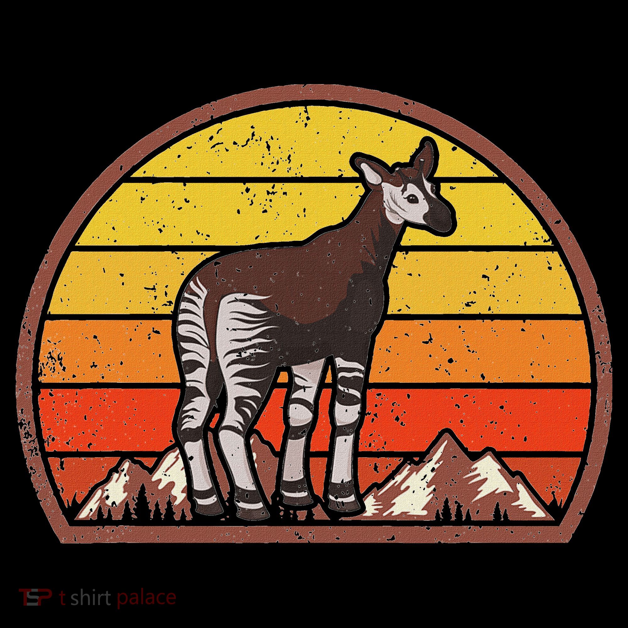 Sunset Okapi Lover Gift Vintage Retro Okapi T-Shirt