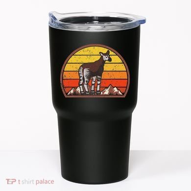 Sunset Okapi Lover Gift Vintage Retro Okapi Tumbler