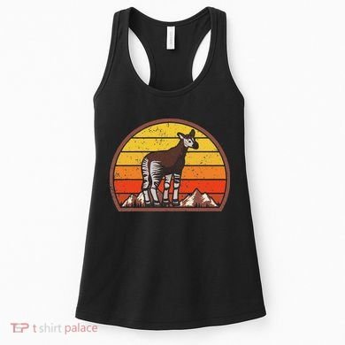 Sunset Okapi Lover Gift Vintage Retro Okapi Women's Tank Top