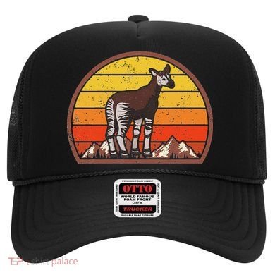 Sunset Okapi Lover Gift Vintage Retro Okapi Hat