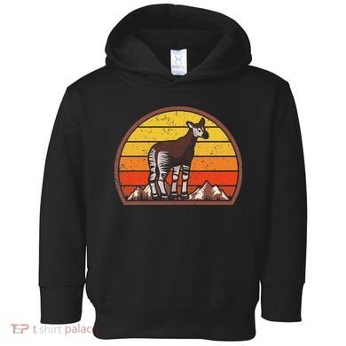 Sunset Okapi Lover Gift Vintage Retro Okapi Toddler Hoodie