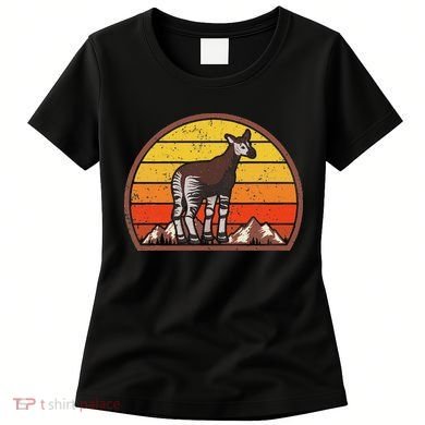 Sunset Okapi Lover Gift Vintage Retro Okapi Women's T-Shirt