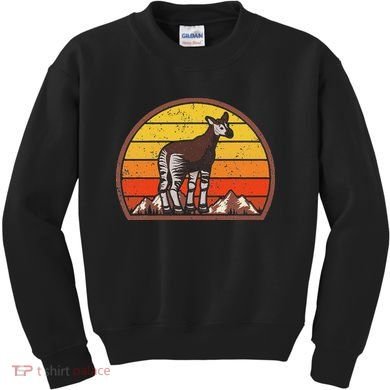 Sunset Okapi Lover Gift Vintage Retro Okapi Kids Sweatshirt