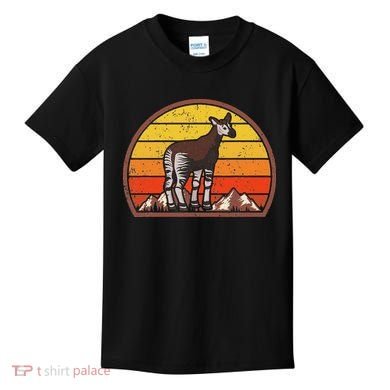 Sunset Okapi Lover Gift Vintage Retro Okapi Kids T-Shirt