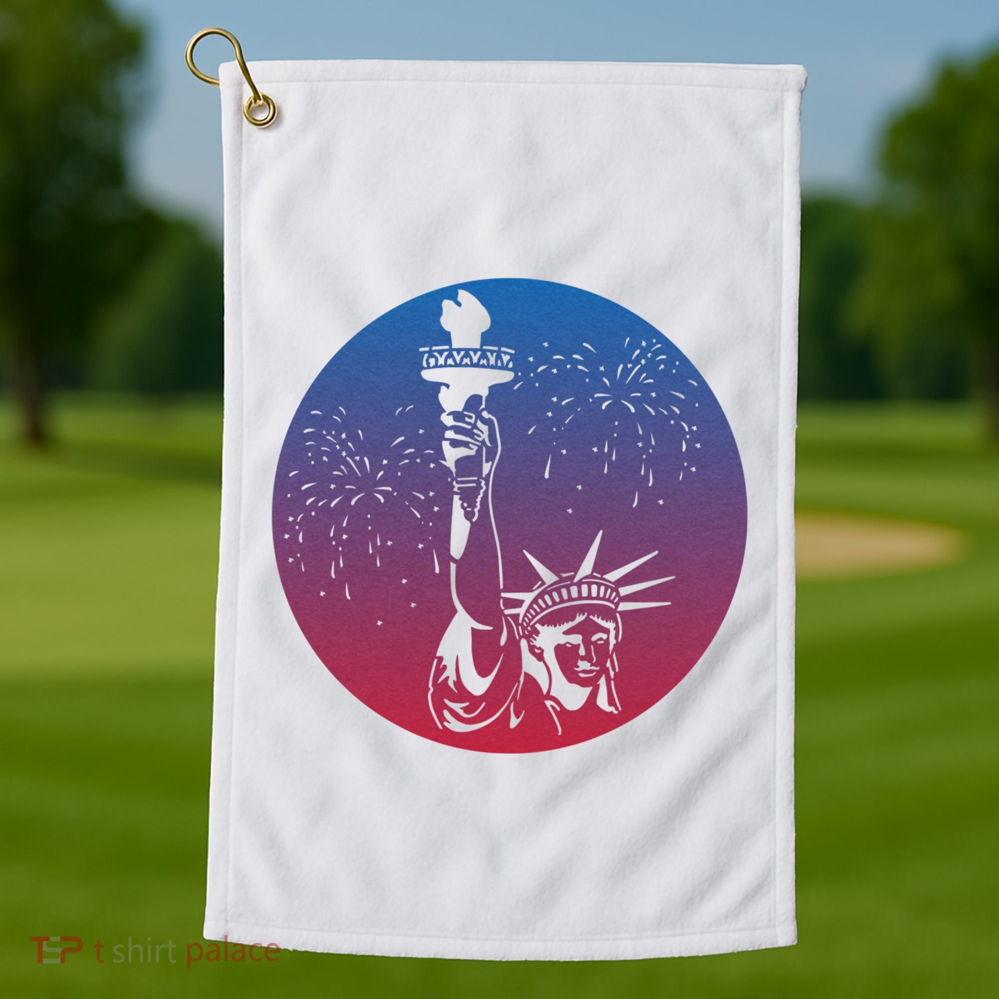 Statue Of Liberty New York Retro Golf Towel