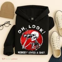 Skeleton Oh Look Nobody Gives A Shit Hoodie thumb 4