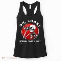 Skeleton Oh Look Nobody Gives A Shit Women's Tank Top thumb 0
